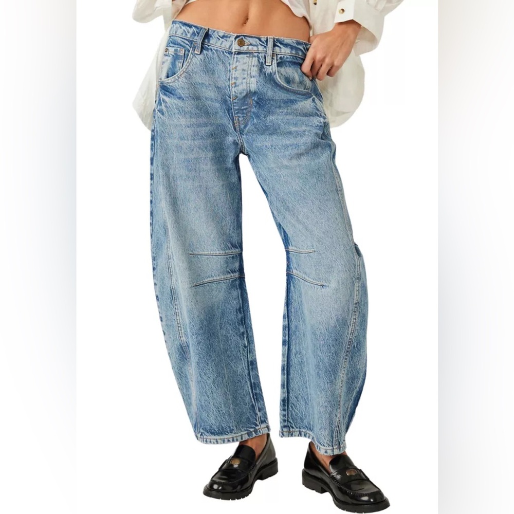 FREE PEOPLE Good Luck Mid Rise Barrel Jeans!